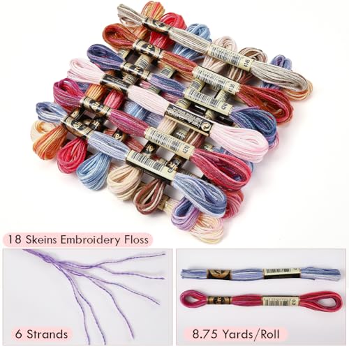 6 Strands Variegated Rainbow Embroidery Floss for Hand Sewing - color: Mixed Color