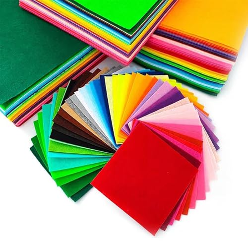 60 PCS Felt Fabric Sheets Craft Kit, Thick Nonwoven Felt, for Crafts