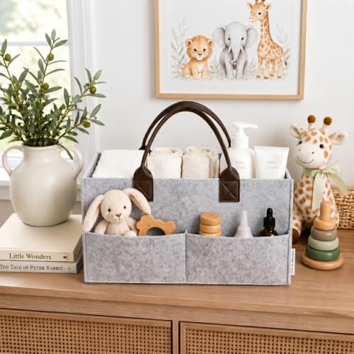 Felt Diaper Caddy Organizer, Nursery & Car Organizer - color: Grey