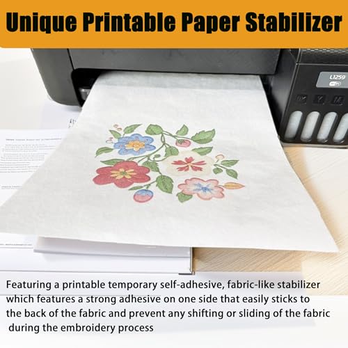 6 Sheets Water Soluble Embroidery Stabilizer Paper, 8.27 x 11 inches, Medium Weight Wash Away Stabilizer Allowed for Print or Draw Patterns