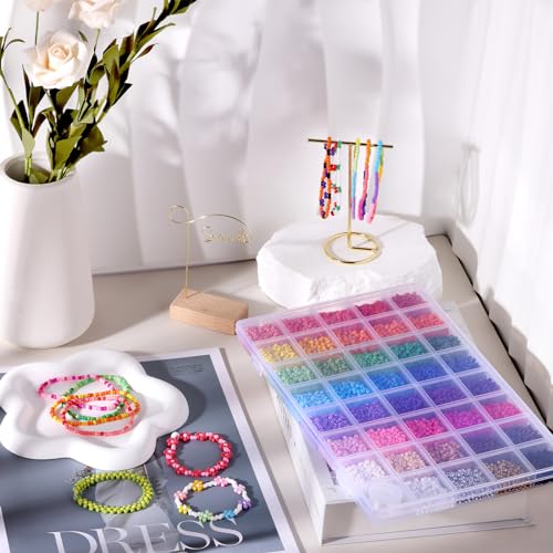 Funtopia 39 Colors 3mm Seed Beads, 9600pcs Small Beads for Jewelry Making, Tiny Craft Beads for Bracelet Making - color: Solid Color, size: 3mm