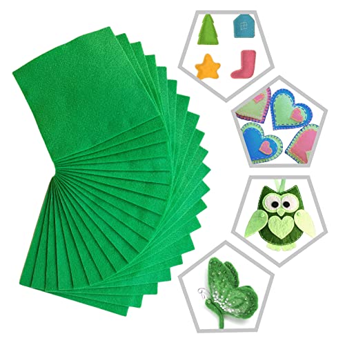 Jtnohx Soft Felt Fabric Flexible Craft Felt Sheets Green 6" 20Pcs 1.4mm - color: Green