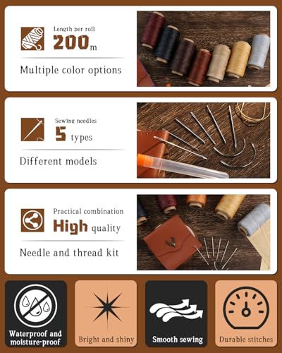 218 Yards Upholstery Thread Heavy Duty Waxed Leather Thread Sewing Kit - color: White