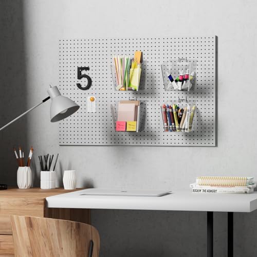 Clear Large Pegboard Cups, 6Pack Peg Board Square Storage Bins With Hooks - color: Clear