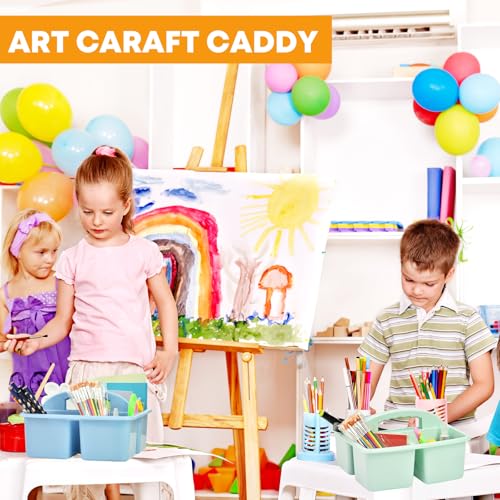ALINK Plastic Classroom Caddy Organizer with Handle, 6-Pack 4 Compartments - color: Macaroon