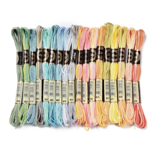 18 Skeins Embroidery Thread Floss 0.5 mm Friendship Bracelet String Making 6 Ply Polyester Cross Stitch Kit Supplies 18 Color 8.75 Yards(8m)/Skein - color: 18 Skeins, Color a