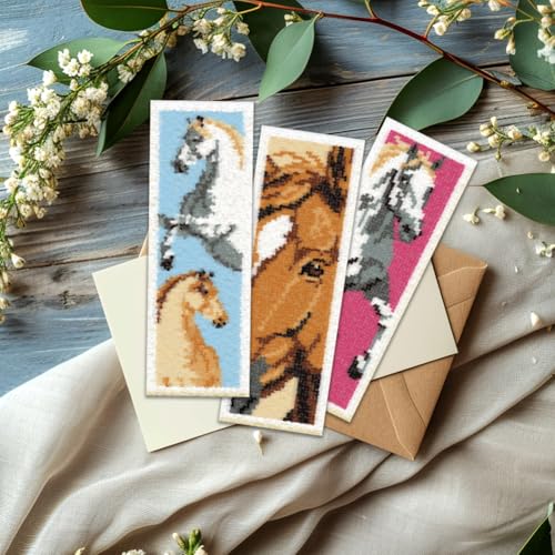 ORIGACH 6 Set Horse Cross Stitch Bookmark Kit for Beginner - style: Horse