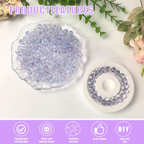 8mm Hand-Drawn Glass Beads Bulk 200pcs Blue Purple Round - color: Blue&Purple 8mm