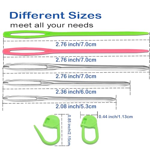 Orrdice 26 Pcs Sewing Knitting Kits, 9 Pcs Large-Eye Blunt Yarn Needles, 4 Pcs Plastic Weaving Needles,12 Pcs Colorful Knitting Crochet Locking Counter Stitch Needle, Suitable for Crochet Project - color: 26 PCS