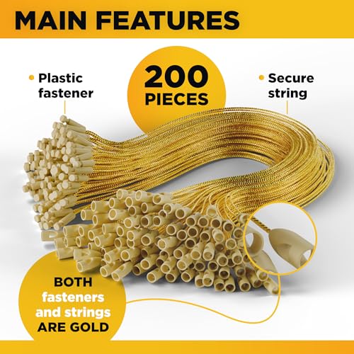 Leafeon 200 pcs Christmas Ornament Hooks - Gold Christmas Ornament Hangers with Snap - Precut Ornament String with Snap for Christmas Tree Decoration - color: 200 Pcs Gold