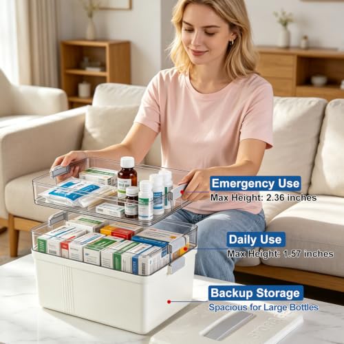 3 Tier Medicine Storage Box, Medicine Box with 7-Day Pill Case