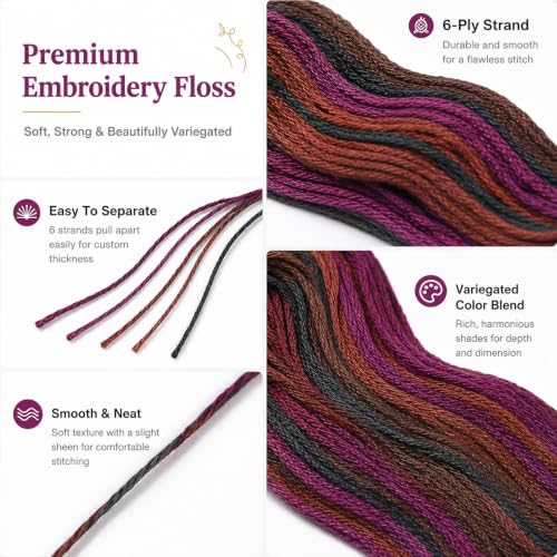 FASHEWELRY 10 Skeins Embroidery Floss Thread 0.5mm Dyed Cross Stitch Floss 6-Ply Friendship Bracelet String for Jewelry Making Bracelets Sewing Knitting Stitching Craft DIY (Deep Magenta) - color: Deep Magenta, size: 0.5mm