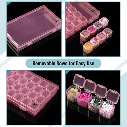 Mr. Pen- Bead Storage Containers, 28 Grids, 2 Pack, Transparent Pink - color: Transparent Pink, size: 2 Pack-56 Pcs(6.8"x4.4"x1")
