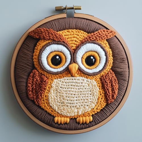 Punch Needle Kits for Beginners Cute Owl 20x20cm-1 - color: 08-Owl
