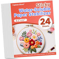 Captain Blues 24PCS 8.5"x11" Sticky Water Soluble Stabilizer for Embroidery - Medium Weight Wash Away Embroidery Stabilizer, Printable & Draw-Ready Patterns for Hand & Machine Embroidery - size: 24-Pcs(8.5''x11'')