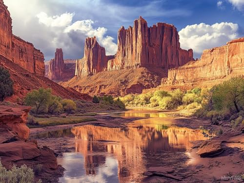 MIJVFNB Landscape National Park Utah USA Preprinted 11CT Cross Stitch Kits for Beginners Adults Easy Needlepoint Patterns for Home Decor and Craftings 12"x16"