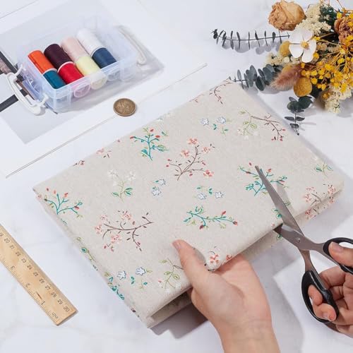 1.06 Yards 62.21 Inch Floral Linen Fabric Colorful Flowers Vintage Upholstery Linens Flaxen Quilting Cloth Fabrics for Sewing Making Garment Wallet Gift Wrapping Cloths DIY Craft Supply - size: 1580MM, style: Flower