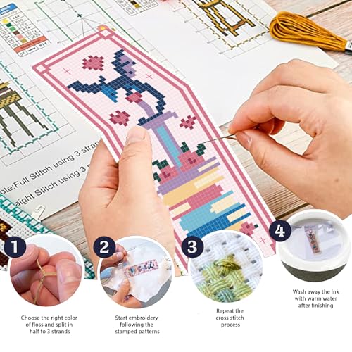FREEBLOSS 6 Set 11CT Cross Stitch Bookmark Kit 8"x2.4" Tarot Theme - style: Tarots