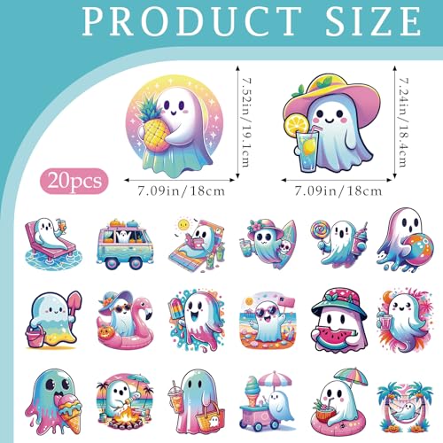 20 Pcs Summer Halloween Iron on Transfers - style: Ghost