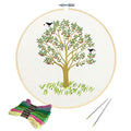 KISSBUTY Full Range of Embroidery Starter Kit with Pattern, Cross Stitch Kit Including Embroidery Fabricwith Plants Pattern, Bamboo Embroidery Hoop, Color Threads and Tools Kit (Cherry Tree)