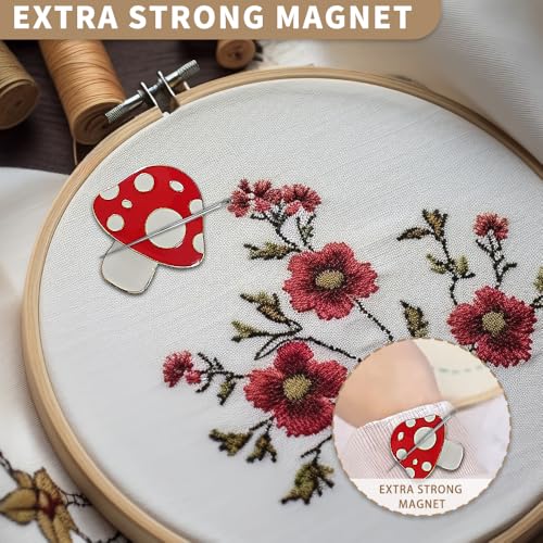 Needle Minder Magnet, Magnetic Needle Minder, Needle Minders Magnetic Cross Stitch Accessories, Magnetic Needle Holder, Life Tree, Butterfly, Cats, Owl, Heart (Mushroom) - size: Mushroom