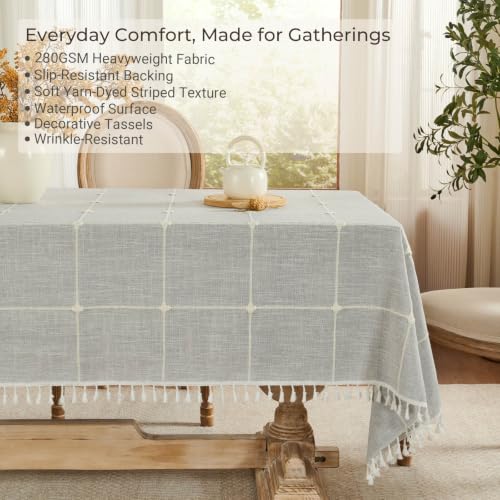 Waterproof Outdoor Rectangular Windowpane Tablecloth, Gray, 55 x 70 Inch - color: 03-dusk Gray Windowpane, size: 70" x 55" (Rectangular)