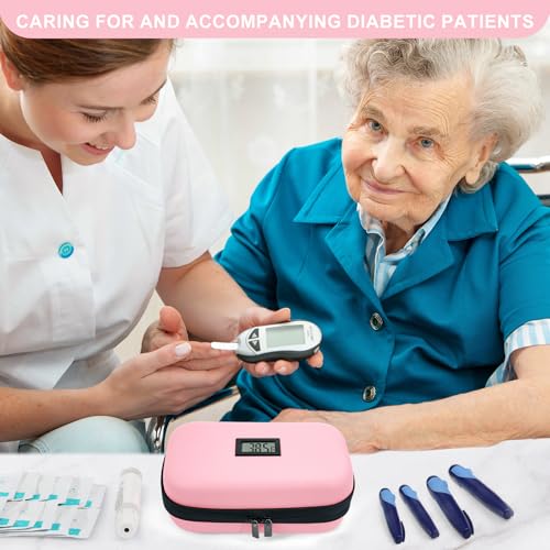 Insulin Cooler Travel Case TSA Approved 2*180g Ice Pack,Temp Display - color: Pink