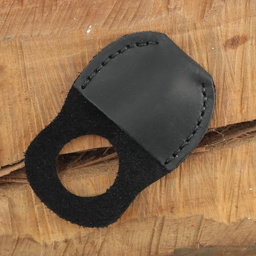 Toprank Leather Thumb Guard for Wood Carving - Premium Full Grain Leather Finger Protector, Handmade Carpenter Carving Kit Accessory (Black) - color: Black