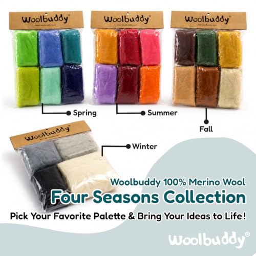 Woolbuddy Merino Wool Roving Kit for Needle Felting (Summer) 10g Per Color - color: Wool bag Summer