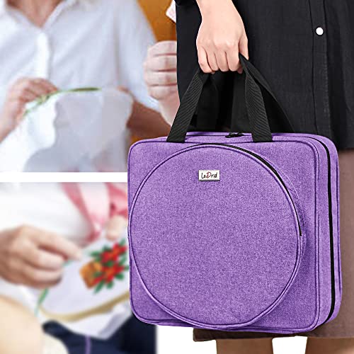 LoDrid Embroidery Project Bag, Square Supplies Storage Tote, Purple - color: Purple