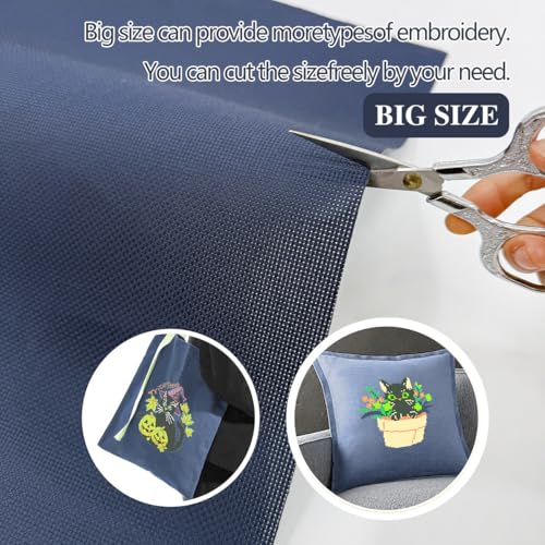 14CT Aida Cloth - 30x35 Inch Cross Stitch Fabric for Embroidery, Pre-Cut Needlework Material, Acid-Free, Durable Weave(Dark Blue) - color: Dark Blue