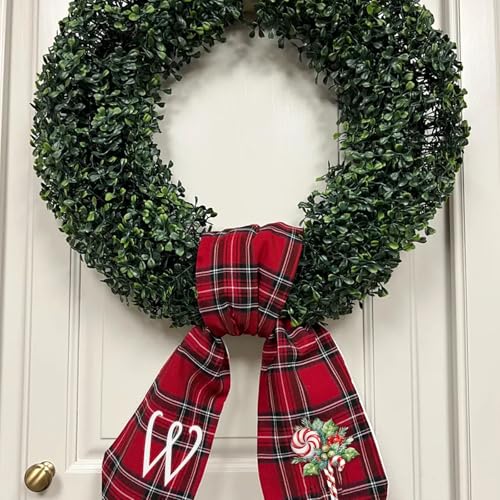 Christmas Wreath Sash with Embroidered Letter and Holly Design Fall Wreath Bow Monogram Letter Elegant Christmas Garland for Front Door Porch Or Fireplace Mantle (Z) - color: Z