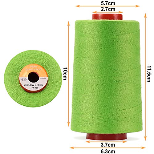 New brothread 4 Large Cones All Purpose Polyester Thread -Yellow Green - color: 4xYellow Green