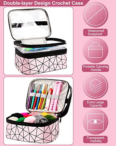 Coopay Crochet Kit for Beginner, Crochet Starter Kit with Portable Case - color: Double-Layer, Pink