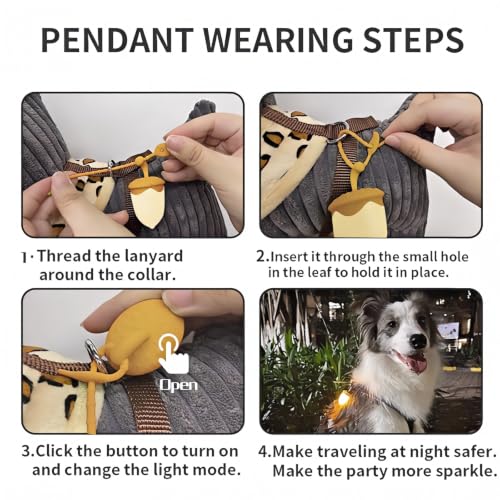 LaRoo LED Dog Collar Charm, Rechargeable Light with 3 Modes, Natural Rubber Pet Safety Light, 5 Hour Glow(Yellow) - color: Yellow-C