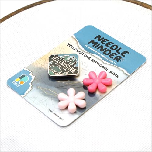 Awesome Pattern Studio Needle Minder Set - Yellowstone Magnetic Needle Minder + 2 Needle Threaders. Enamel Pin for Cross Stitch, Embroidery and Craft - size: Yellowstone Classic Design - SET #1