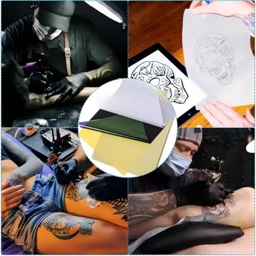 Tattoo Transfer Paper, Lyuxzad 50 Sheets Stencil Transfer Paper for Tattooing, A4 Size for Tattoo Transfer Kit Tattoo Supplies