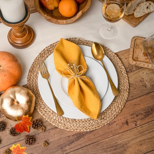 Blue Needles Solid Cloth Napkins 100% Cotton Set of 12-18 x 18 Inches - color: Golden Yellow, size: 18" x 18" (Set of 12)