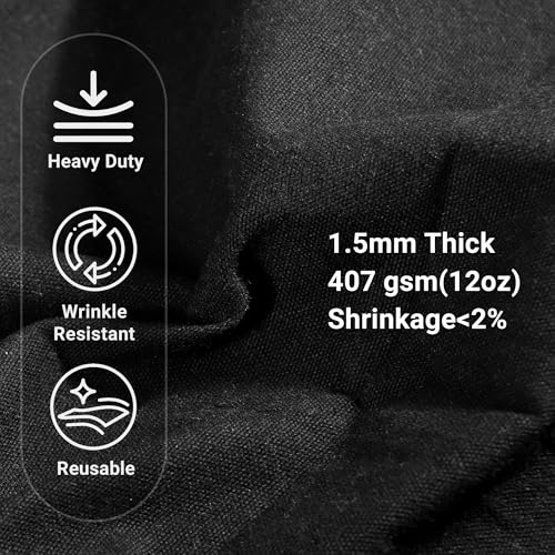 12oz Heavy Duty Cotton Canvas Fabric, Thickend Cotton Duck Cloth, 5 Yard - color: Black, size: 5 Yards Pre-cut