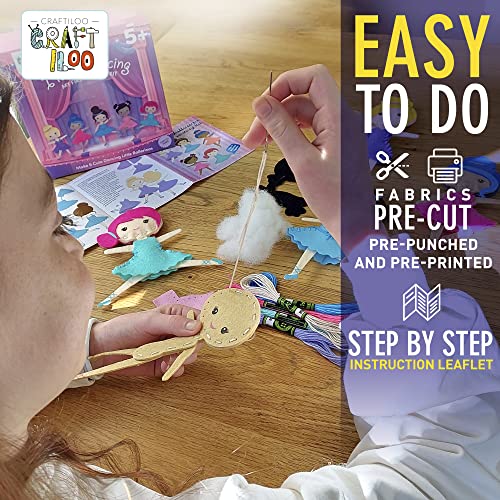 Ballerina Sewing Kit for Kids Ages 5-12 - 5 Felt Dancer Dolls, Beginner - color: Ballerina Kit