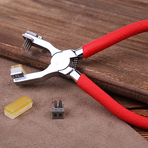 Leather Hole Punch,4mm Silent Leather Hand Pliers, Stitch Chisel - Red - color: Red