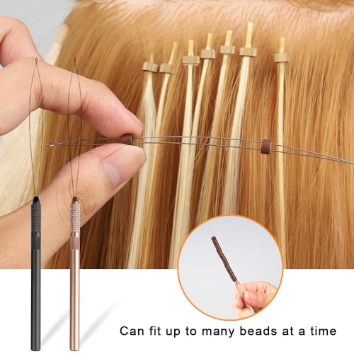 Hair Extension Loop Tool 5Pcs Pulling Needle Wire Loop Threader Hair Threader Removable Hair Extension Looper for Micro Rings Beads