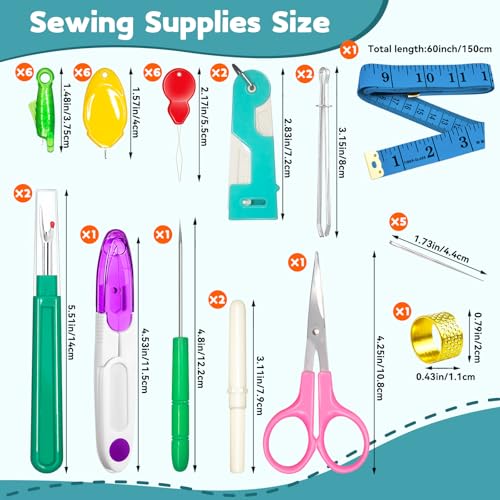 Lechchy 36 Pcs Sewing Tool, 2 Big+ 2 Small Seam Rippers, 20 Needle Threaders, 1 Small Sewing Scissors, 1 Thread Snips, 2 Drawstring Threaders, 1 Soft Tape Measure, 1 Awl Tool, 1 Thimble, and 5 Needles - color: Style 2