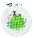 Janlynn 21-0985 Round Kid Stitch Soggy Froggy Mini Counted Cross Stitch Kit, 3-Inch, Small