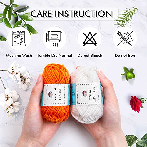 INSCRAFT 62 Acrylic Yarn Skeins, 2170 Yards Yarn for Knitting and Crochet, Includes 2 Crochet Hooks,2 Weaving Needles,10 Stitch Markers, Perfect Beginner Kit for for Adults Kids - color: black