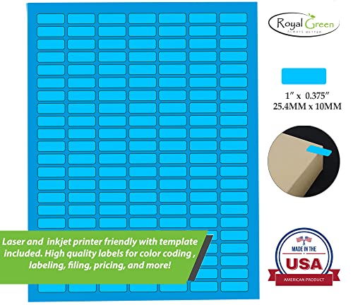 Royal Green Printable Rectangle Labels, 1 x 0.375 Inch - 1078 Pack - color: Blue, size: 1078