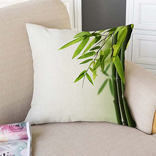 TSSOHU Green Bamboo Farmhouse Pillow Cover Cotton Linen Decorative Square Throw Pillow Cover 18x18 Inch for Sofa Couch Decoration - color: Tss32