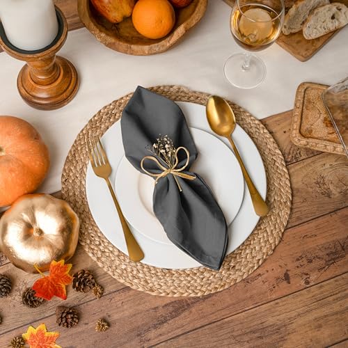 Blue Needles Solid Cloth Napkins 100% Cotton Set of 12-18 x 18 Inches - color: Gray, size: 18" x 18" (Set of 12)