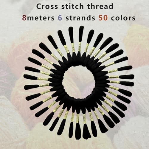 24 Skeins Embroidery Floss Cross Stitch Thread 6 Strands Each 315.0 Inch Craft Floss Set for DIY Sewing Projects (Black) - color: Black, size: 315.0 inch
