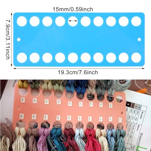 Honbay 12PCS Plastic Floss Bobbin Embroidery Floss Organizer Cross Stitch Thread Holder with Holes Sewing Threading Plate Winding Card Board Sewing Floss Storage Tool for Craft DIY Sewing - 6 Colors